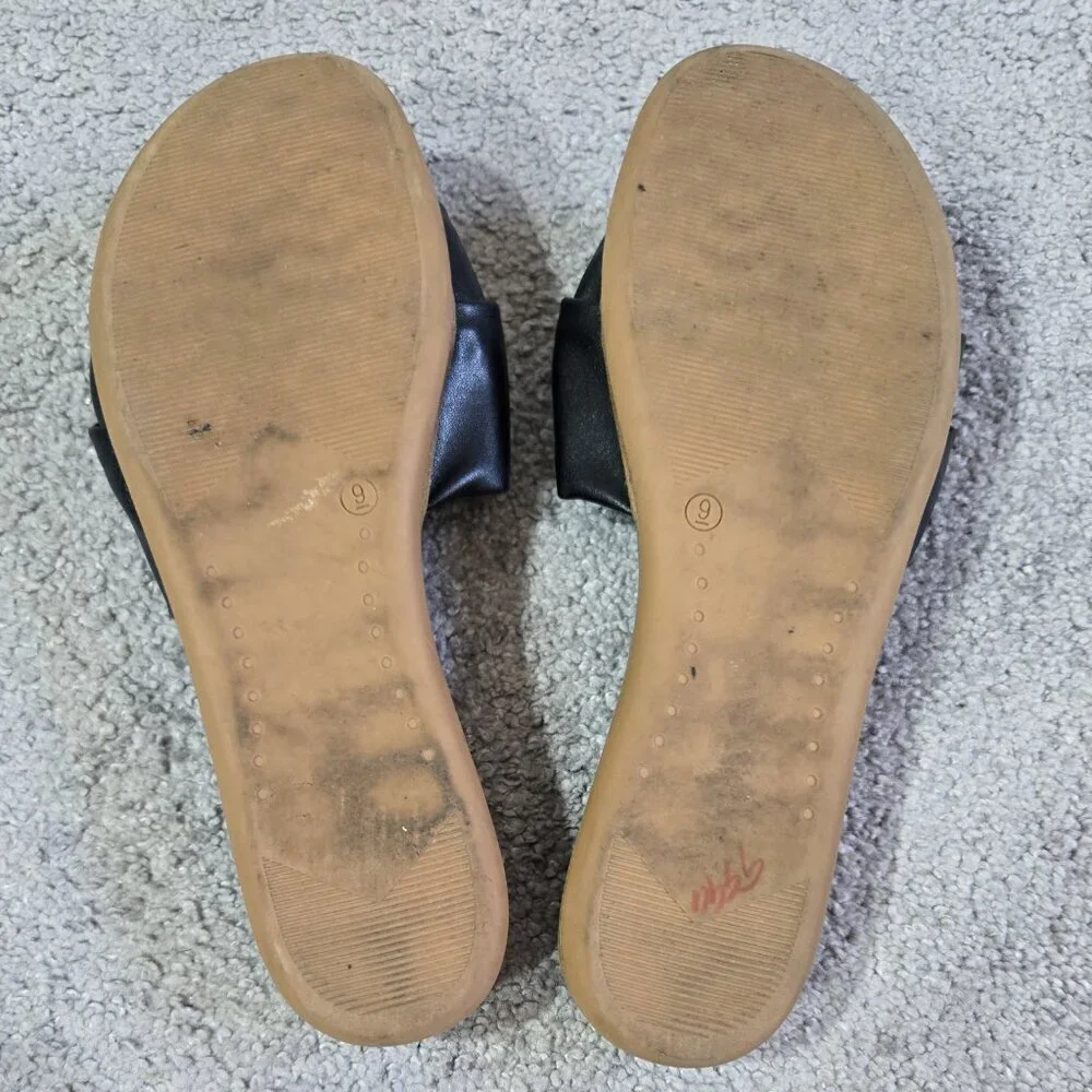 Joie Black Knot Slide Sandals Slip On Flats Dressy Neutral Vacation Whimsical